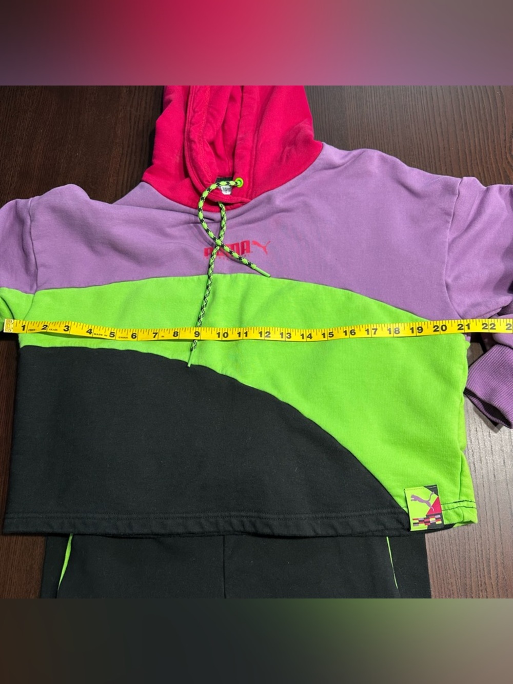 PUMA Women’s Small Hoodie & Leggings Set Hot Pink, Purple, Lime & Black - Picture 3 of 8